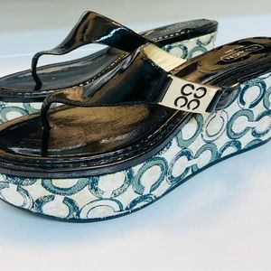 Coach women’s signature Jan Crinkles platform wedge sandles